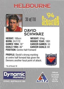 1994 AFL Sensation #30 David Schwarz Back